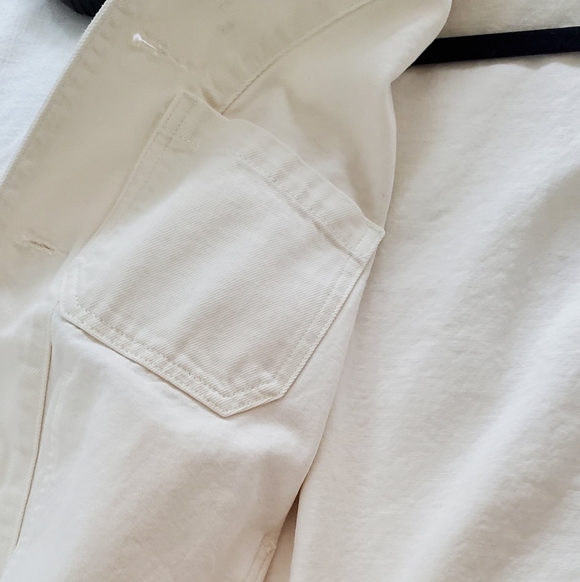Arket Cotton Denim Chore Coat Jacket, White/Cream, M - Picture 10 of 13